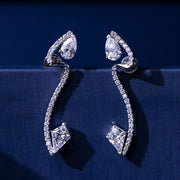 6.33ctw Kites & Pear Shape Diamond Earrings 14k White Gold