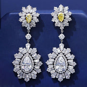 22.05ctw Kite & Pear Shape Fancy Yellow & White Diamond Earrings 14k White Gold