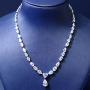 30.98ctw Oval & Pear Shape Drop Diamond Necklace 14k White Gold