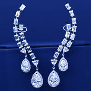 14.86ctw Baguette & Pear Shape Diamond Earrings 14k White Gold
