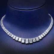 52.58ctw Graduated Radiant Cut Diamond Tennis Necklace 14k White Gold