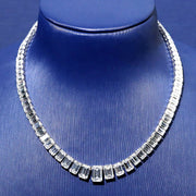 49.66ctw Graduated Emerald Cut Diamond Tennis Necklace 14k White Gold