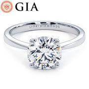 1.51ct GIA Certified D-VS1 Round Brilliant Petite Tapered 4 Prong Solitaire Lab Grown Diamond Engagement Ring set in 14k White Gold