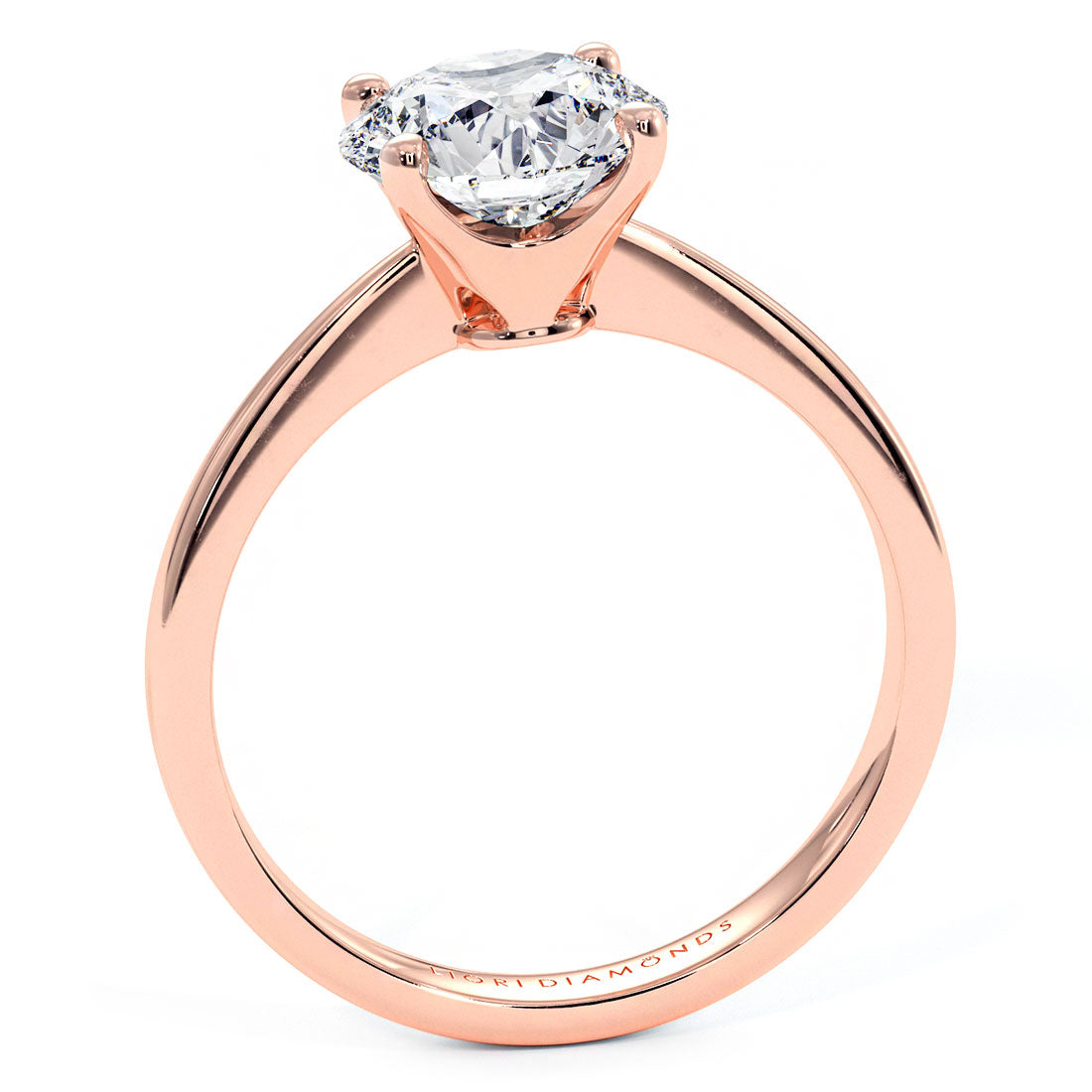 1.51ct GIA Certified D-VS1 Round Brilliant Petite Tapered 4 Prong Solitaire Lab Grown Diamond Engagement Ring set in 14k Rose Gold