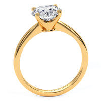 1.50ct Round Brilliant Petite Tapered 4 Prong Solitaire Lab Grown Diamond Engagement Ring set in 14k Yellow Gold