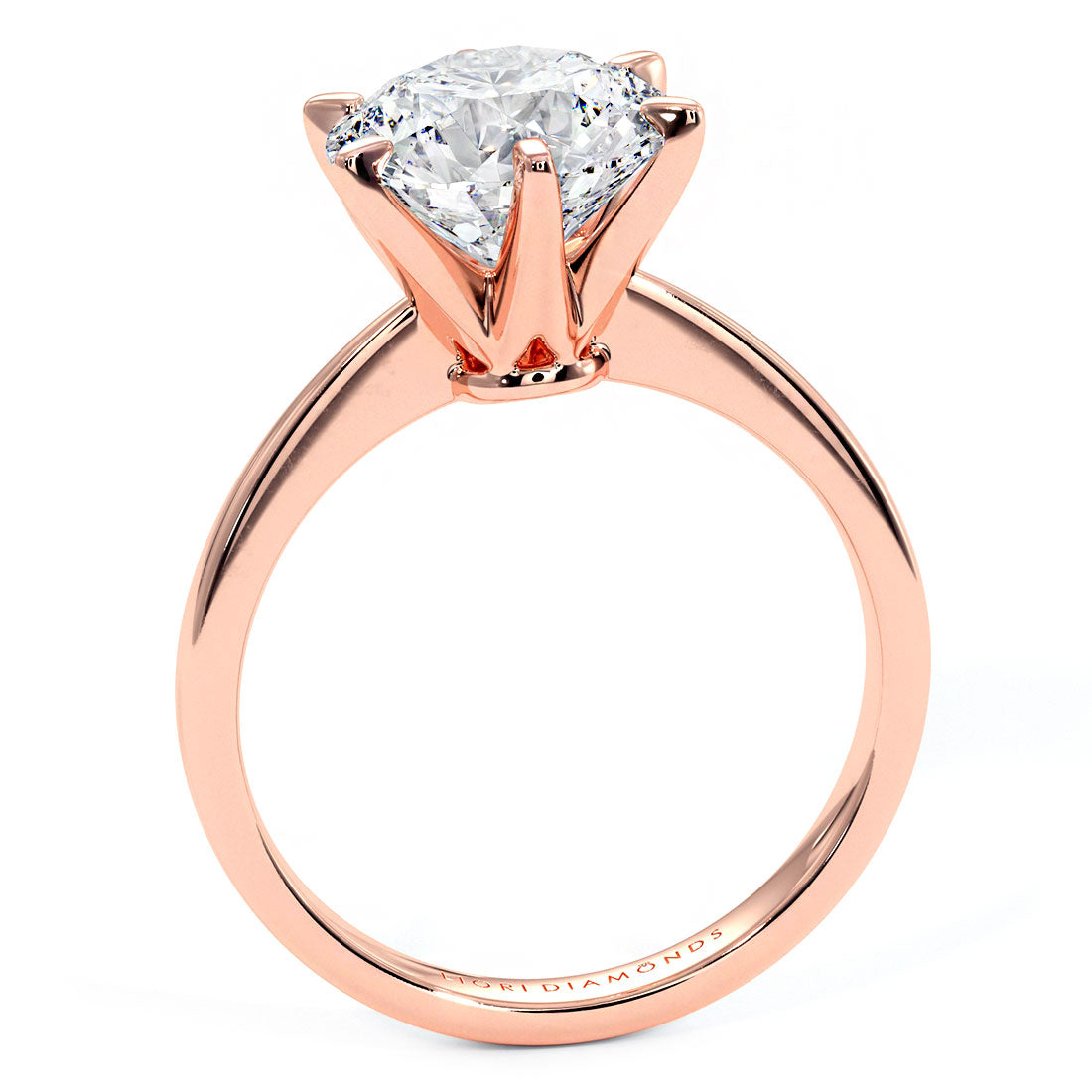 3.37ct GIA Certified G-VS1 Round Brilliant Petite Tapered 6 Prong Solitaire Lab Grown Diamond Engagement Ring set in 14k Rose Gold
