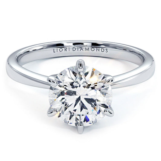 1.50ct Round Brilliant Petite Tapered 6 Prong Solitaire Lab Grown Diamond Engagement Ring set in 14k White Gold