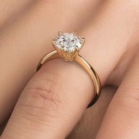 1.51ct GIA Certified Round Brilliant Petite Tapered 6 Prong Solitaire Lab Grown Diamond Engagement Ring set in 14k Yellow Gold