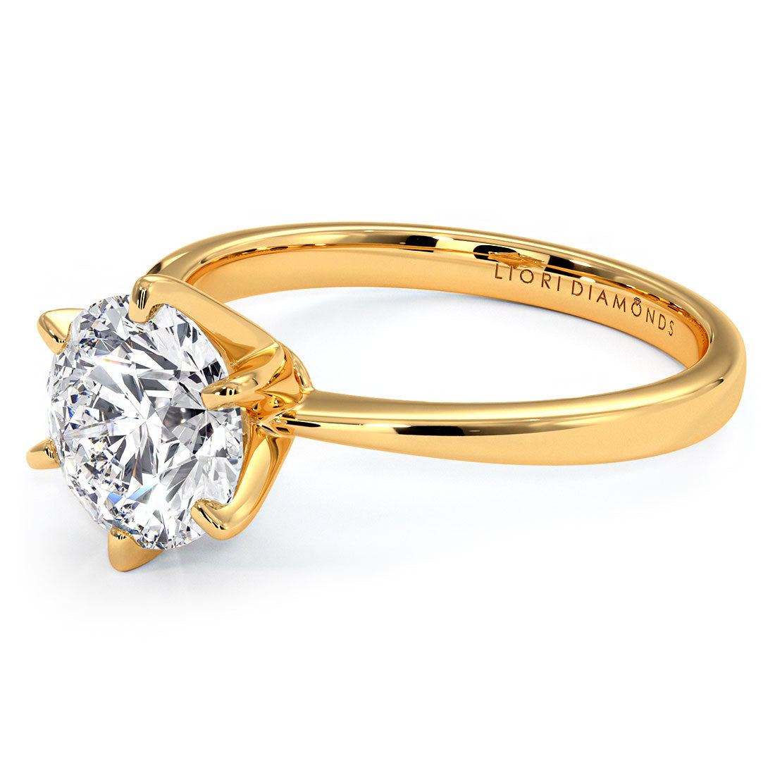 1.51ct GIA Certified Round Brilliant Petite Tapered 6 Prong Solitaire Lab Grown Diamond Engagement Ring set in 14k Yellow Gold