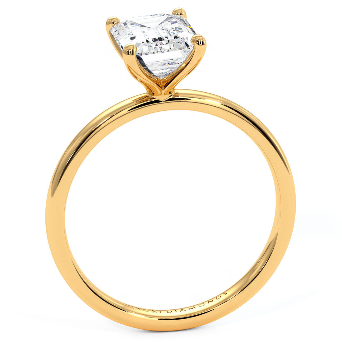 1.62ctw GIA Certified F-VS1 Emerald Cut Petite Wire Solitaire Lab Grown Diamond Engagement Ring set in 14k Yellow Gold