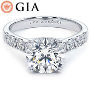 3.02ctw GIA Certified Round Brilliant Cathedral Heart Shape Gallery Lab Grown Diamond Engagement Ring 14k White Gold