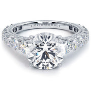 5.00ctw Round Brilliant Micropavé Graduated U Prong Lab Grown Diamond Engagement Ring 14k White Gold
