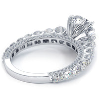 4.51ctw GIA Certified Round Brilliant Micropavé Graduated U Prong Lab Grown Diamond Engagement Ring 14k White Gold