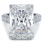 19.72ctw F-VS1 Radiant Cut 3D Micropavé Cathedral Lab Grown Diamond Engagement Ring set in Platinum