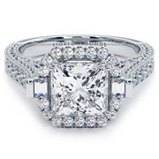 4.86ctw Princess Cut F-VS1 Micropavé Milgrain Prongs Lab Grown Diamond Engagement Ring set in 14k White Gold