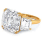 23.22ctw GIA Certified F-VS1 Asscher Cut & Trapezoid Three Stone Lab Grown Diamond Engagement Ring set in 14k Yellow Gold