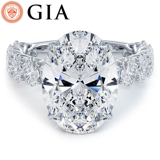 8.47ctw GIA Certified F-VS1 Oval Cut Lucida set Lab Grown Diamond Engagement Ring set in 14k White Gold