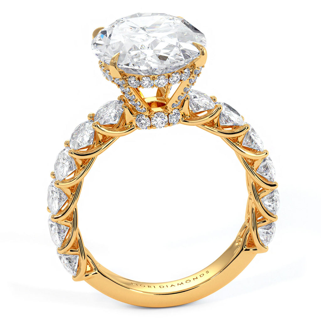 8.47ctw GIA Certified F-VS1 Oval Cut Lucida set Lab Grown Diamond Engagement Ring set in 14k Yellow Gold