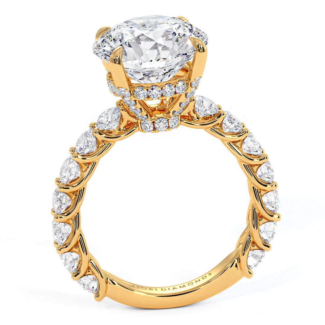 4.94ctw GIA Certified F-VS1 Round Brilliant Lucida set Lab Grown Diamond Engagement Ring set in 14k Yellow Gold