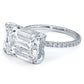 5.59ctw GIA Certified E-VVS2 Emerald Cut East to West Petite Micropavé Lab Grown Diamond Engagement Ring set in 14k White Gold