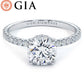 1.43ctw GIA Certified Round Brilliant Under Halo Petite Micropavé Lab Grown Diamond Engagement Ring set in 14k White Gold