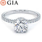 1.43ctw GIA Certified Round Brilliant Under Halo Petite Micropavé Lab Grown Diamond Engagement Ring set in Platinum