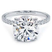 3.60ctw Round Brilliant Under Halo Petite Micropavé Lab Grown Diamond Engagement Ring set in Platinum