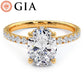 2.47ctw GIA Certified Oval Cut Under Halo Petite Micropavé Lab Grown Diamond Engagement Ring set in 18k Yellow Gold