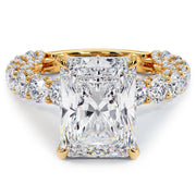 8.32ctw F-VVS2 Radiant Cut Micropavé Lucida Setting Lab Grown Diamond Engagement Ring set in 14k Yellow Gold
