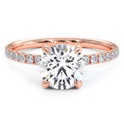 1.80ctw Round Brilliant Wire Basket Petite Micropavé Lab Grown Diamond Engagement Ring 14k Rose Gold