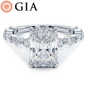 4.20ctw GIA Certified Radiant Cut Alternating Round & Marquise Lab Grown Diamond Engagement Ring set in Platinum