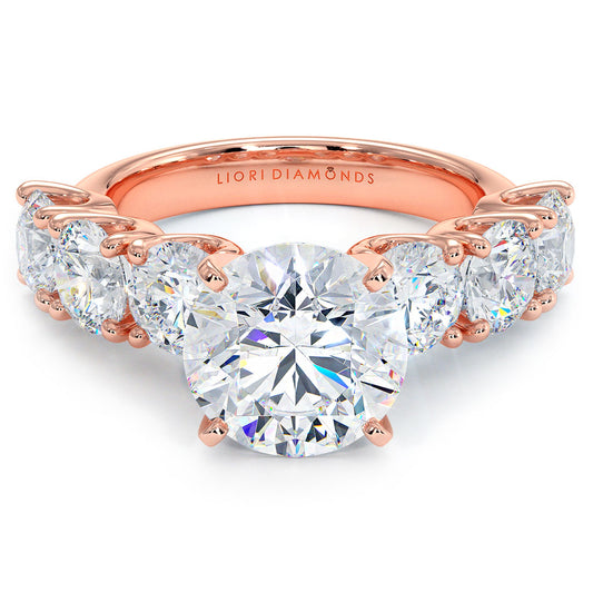 5.70ctw F-VS1 Round Brilliant XL Buttercup Lab Grown Diamond Engagement Ring 14k Rose Gold