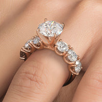 5.70ctw F-VS1 Round Brilliant XL Buttercup Lab Grown Diamond Engagement Ring 14k Rose Gold