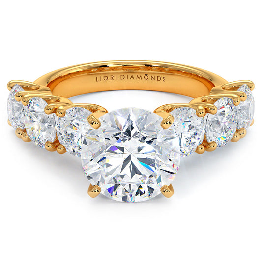 5.70ctw F-VS1 Round Brilliant XL Buttercup Lab Grown Diamond Engagement Ring 14k Yellow Gold