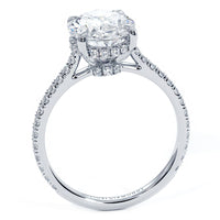 2.45ctw GIA Certified Oval Cut Petite Micropavé Lab Grown Diamond Engagement Ring set in 14k White Gold