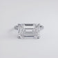 5.59ctw GIA Certified E-VVS2 Emerald Cut East to West Petite Micropavé Lab Grown Diamond Engagement Ring set in 14k White Gold