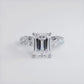 7.52ctw GIA Certified F-VVS2 Emerald Cut Micropavé Lucida Setting Lab Grown Diamond Engagement Ring set in 14k White Gold