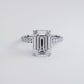 4.83ctw GIA Certified E-VS1 Emerald Cut Under Halo Petite Micropavé Lab Grown Diamond Engagement Ring set in 14k White Gold