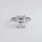 4.60ctw GIA Certified E-VS1 Radiant Cut Trio Micropavév Lab Grown Diamond Engagement Ring set in 18k White Gold