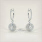 1.36 Carat Round Diamond Leverback Hanging Drop Earrings 18k White Gold