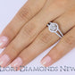 1.54 Carat F-SI2 Natural Round Diamond Engagement Ring 14k White Gold Pave Halo