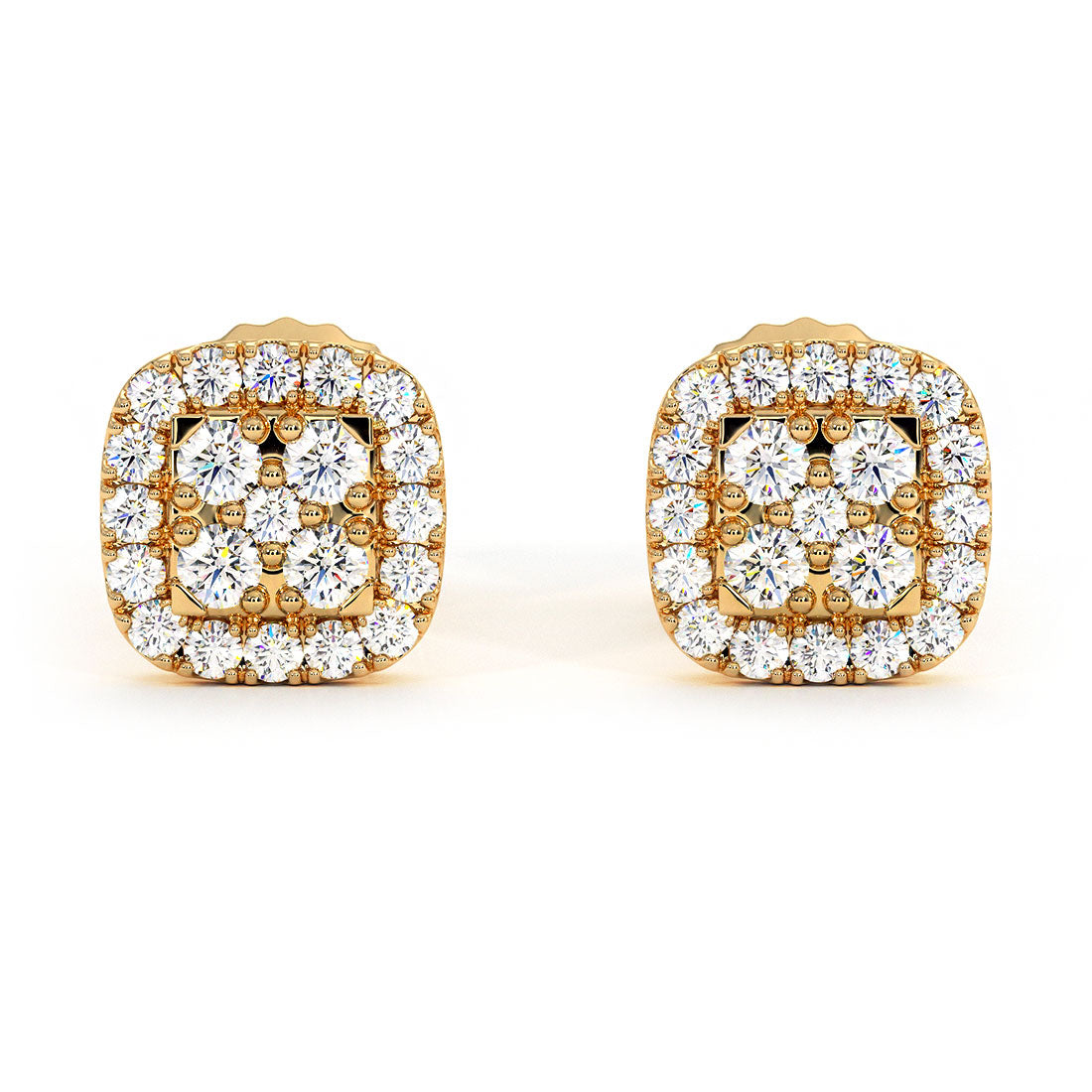 0.65ctw Diamonds Cluster Stud Earrings 14k Yellow Gold