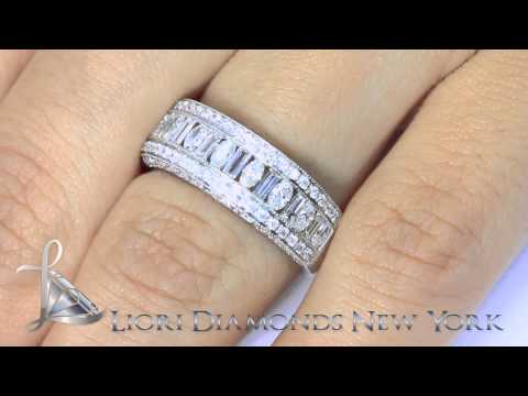 WBAJ-04 - 1.32 Carat Natural Diamond Wedding Band Ring Anniversary Ring 14k White Gold