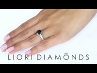 LR-29 - 4.05 Carat Natural Blue Sapphire & White Diamond Engagement Ring 14k White Gold
