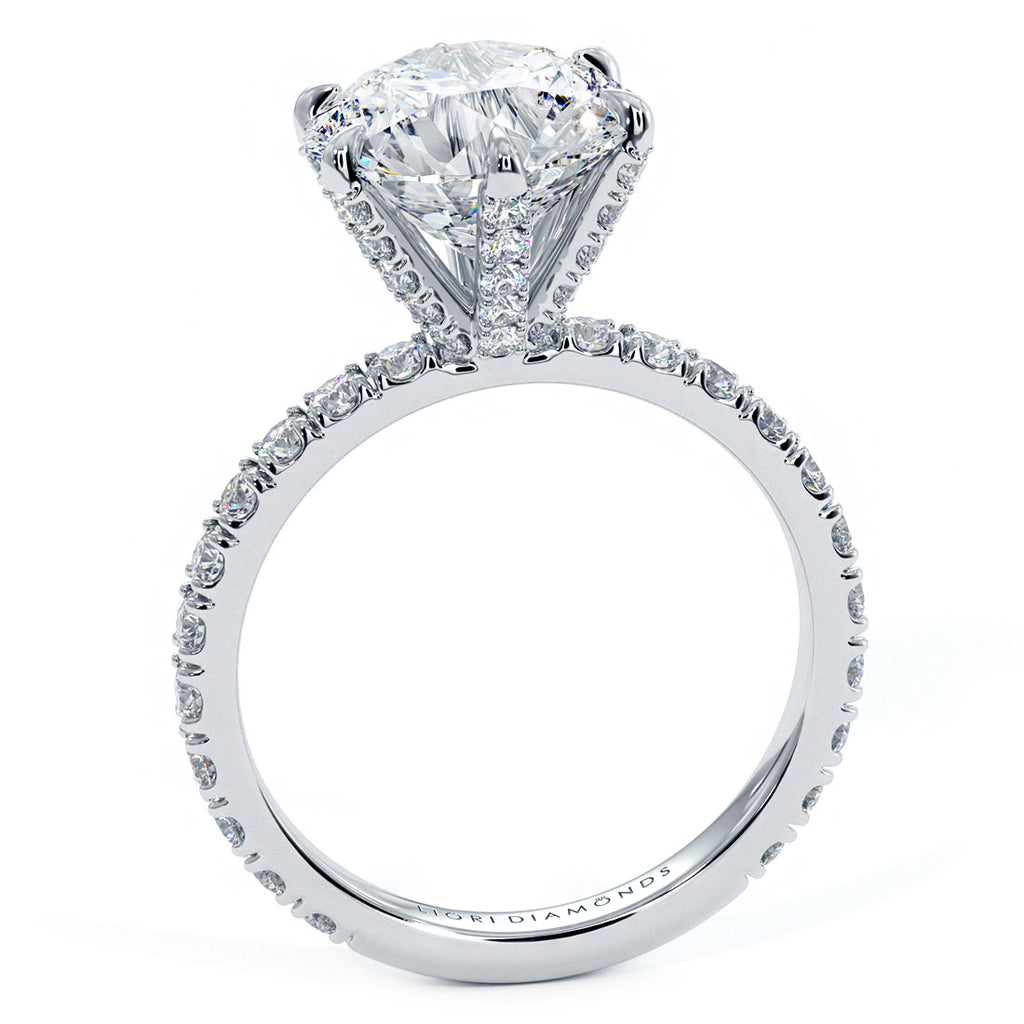 3.00ctw Round Brilliant Micropavé 6 Prong Petite Lab Grown Diamond Engagement Ring 14k White Gold
