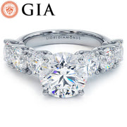5.72ctw GIA Certified D-VS1 Round Brilliant XL Buttercup Lab Grown Diamond Engagement Ring set in 14k White Gold