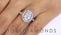 2.70 Ct. D-SI1 Oval Cut Natural Diamond Engagement Ring 18k White Gold Pave Halo