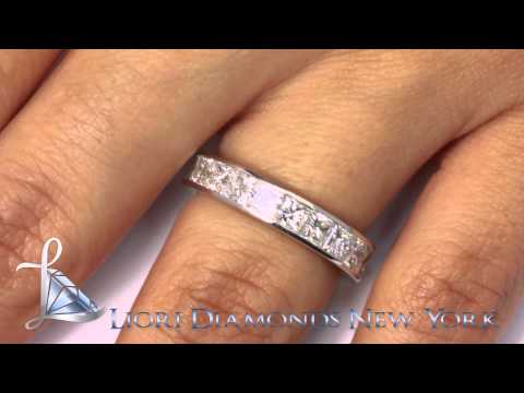EB-02 - 5.00 Carat F-VS1 Princess Cut Diamond Eternity Wedding Band Ring 18k White Gold