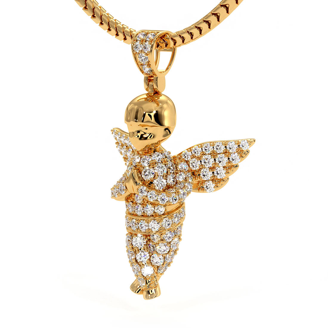 1.24ctw Baby Angel Diamond Pendant 10k Yellow Gold