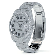 24ctw Natural Diamonds Rolex Datejust 41mm Custom Pave Roman Numeral Dial Oyster Band